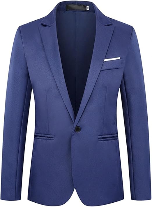 Slim Fit Lightweight Casual Sport Coat One Button Business Suit Jacket Solid Tuxedo Suits for Men