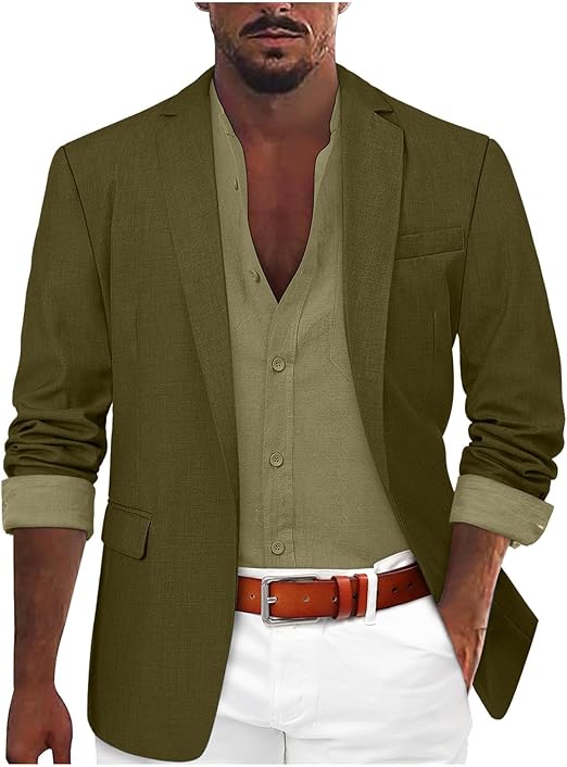 Mens Sport Coats and Blazers Slim Fit Linen Blazer