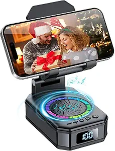 Gifts for Men Women, Cell Phone Stand with Wireless Bluetooth Speaker, Colorful LED Lights, Anti-Slip Base HD Surround Sound, Rechargeable (3000mAh), for Teens, Men, Women for Christmas