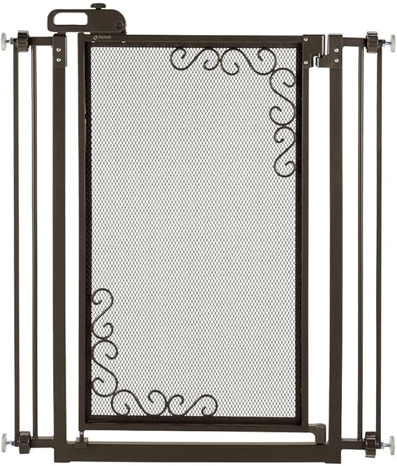 Tall One-Touch Metal Mesh Pet Gate (94943) Antique Bronze Pet Gate